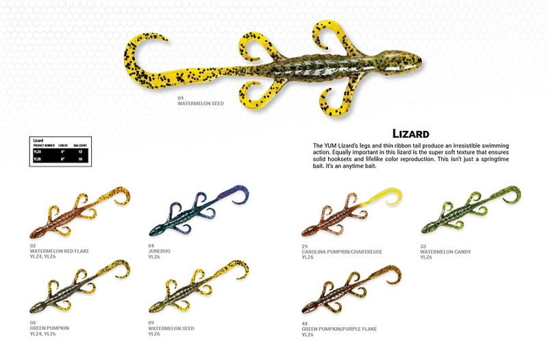 Yum Lures Lizard Ultimate Finesse Lizard Soft Plastic Swim-Bait Bass Fishing Lure with Curly Legs and Tail, Junebug, 6'' - Image 2